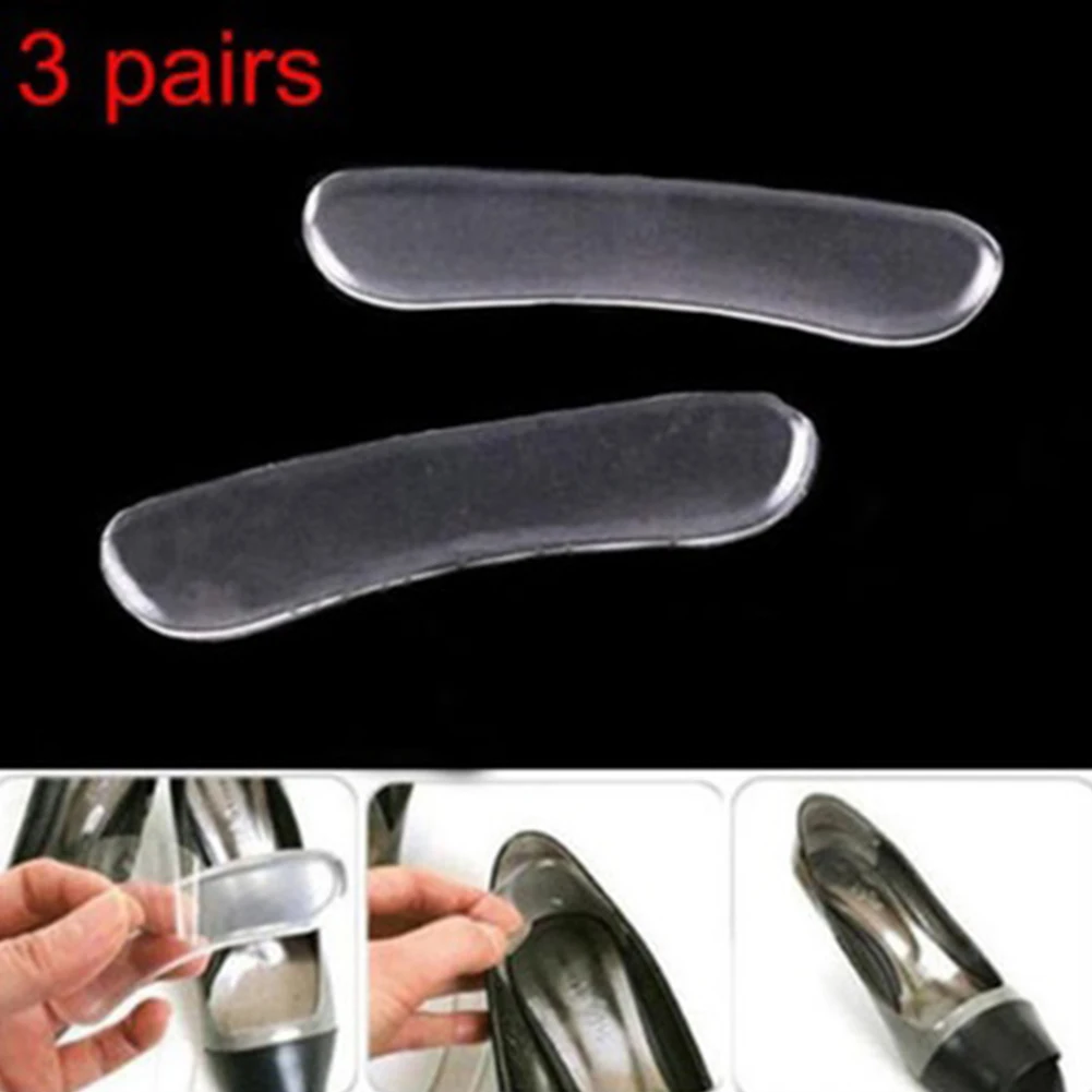 3 Pairs Silicone Anti-slip Foot Care Cushion Protector High Heel Shoes Back Liner Grip Insole Pad