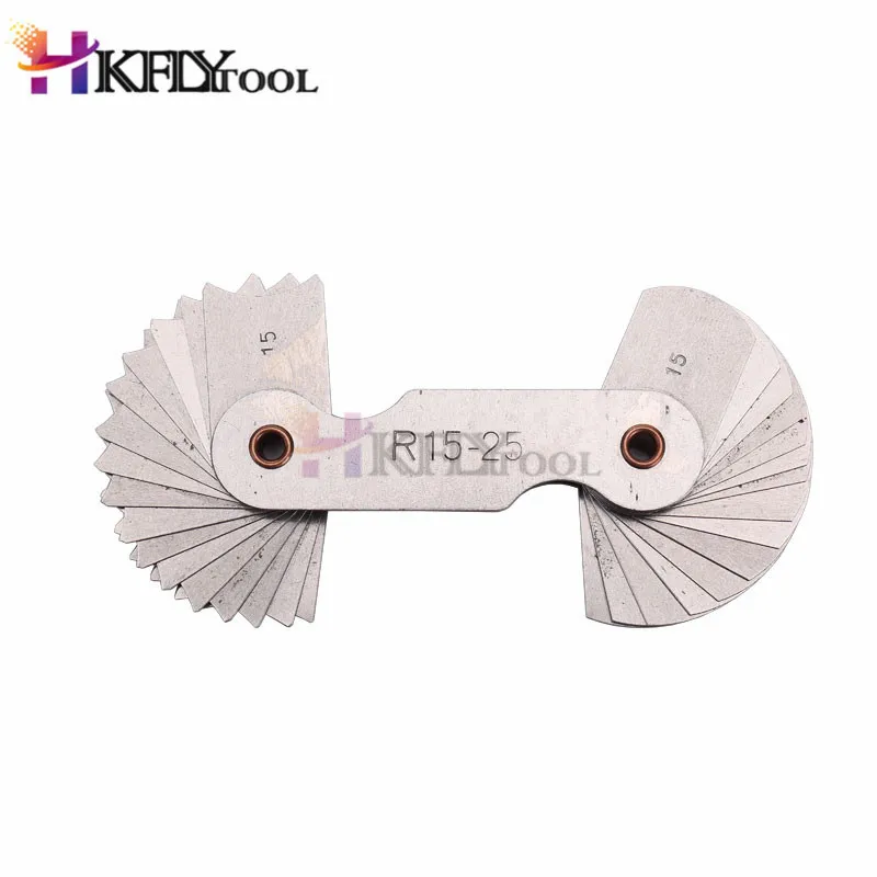 

High Quality R15-25mm 16 Pcs x 2 Ends Pocket Measuring Tool 32 Plates Radius Gauge Replacement Gauging Tools