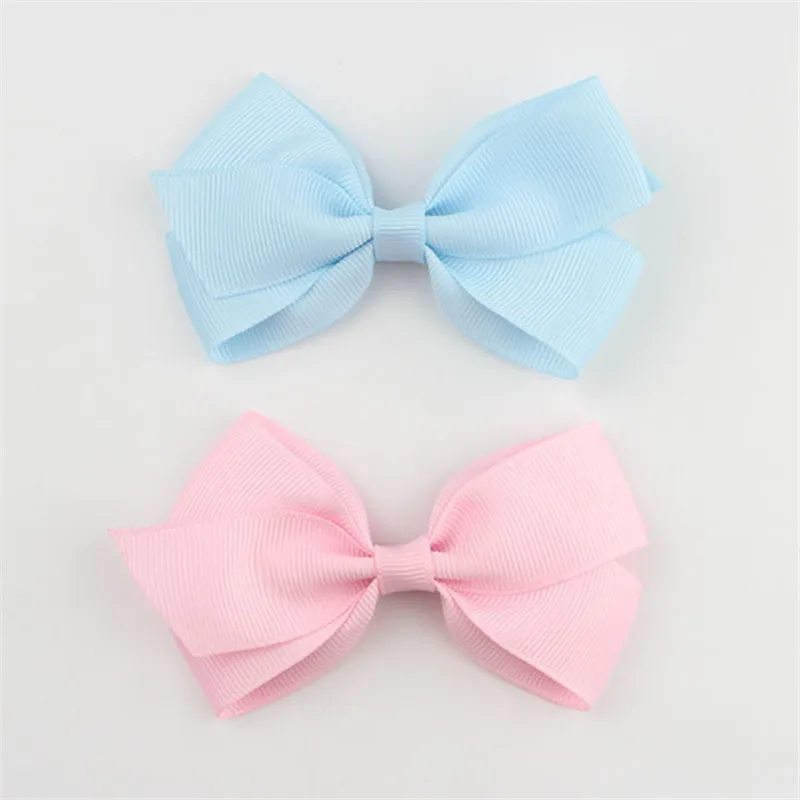 Kids' Head Accessories Solid Grosgrain Ribbon Hairbow with Clips Barrettes HairpinHandmade Glitter Edge Hair Bow Girls' Headwear (10)