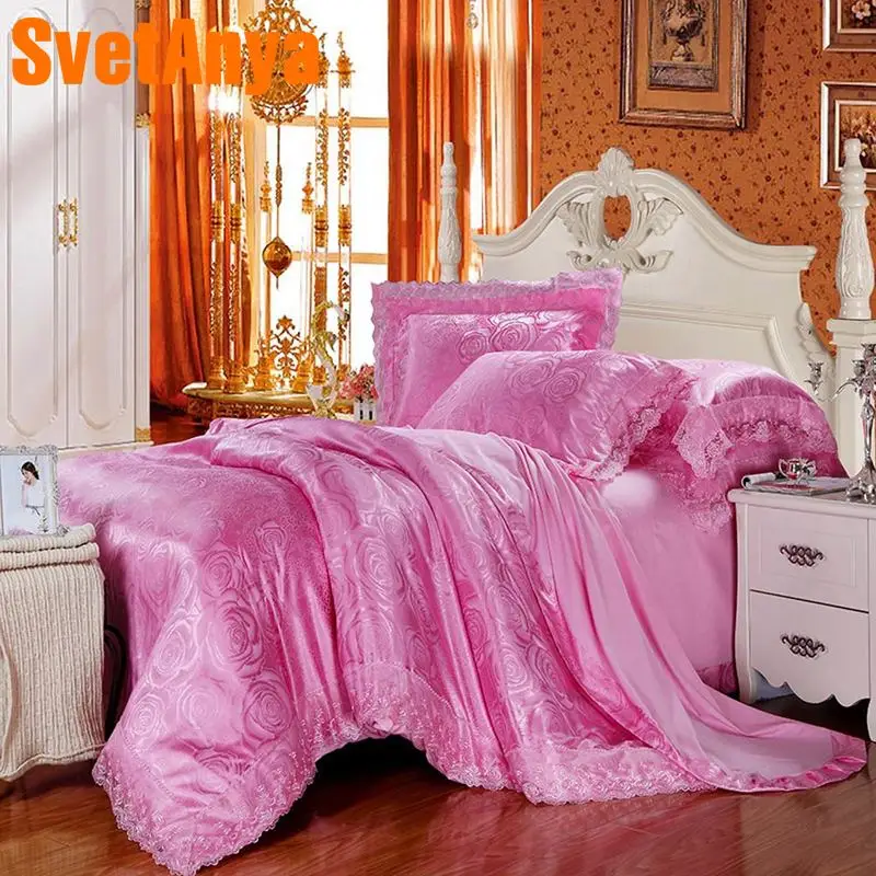 

Svetanya silky Bedlinen 6in1 4in1 Lace Bedding Set double Queen king size