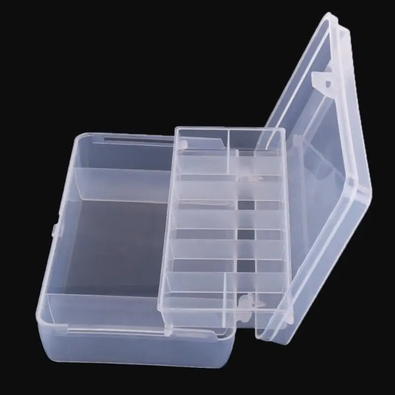 

2 Layers Fishing Lure Compartments Storage Case Box Plastic Fish Lure Spoon Hook Bait Tackle Box Pesca Isca Fishhook Box