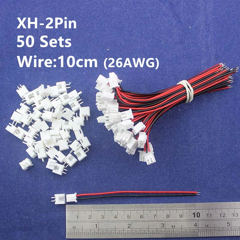 

50 sets 2pin 2.54mm Pitch 10cm 26AWG Wire Pin Header / Housing /Terminal Connector Wire Connectors Adaptor XH-2P Kits