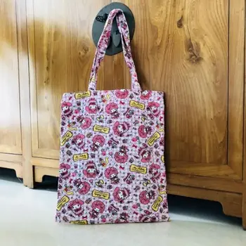 

My Melody pink bowknot Fashion Anime Canvas Shoulder Bags Soft Tote Messenger Handbag Casual Shopping Bag Lady Girls New