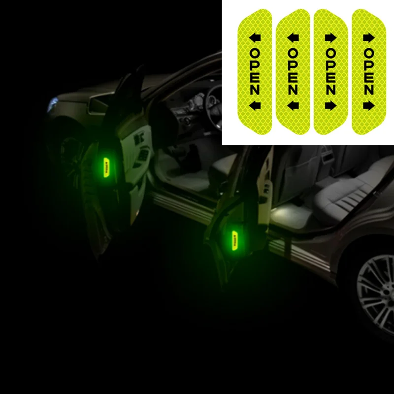 

4Pcs Car Door Safety Warning Mark OPEN Reflective Stickers for Jaguar XF XFL XE XJ XJL F-Pace F pace fpace X761 XJ6 XKR XK8 X320