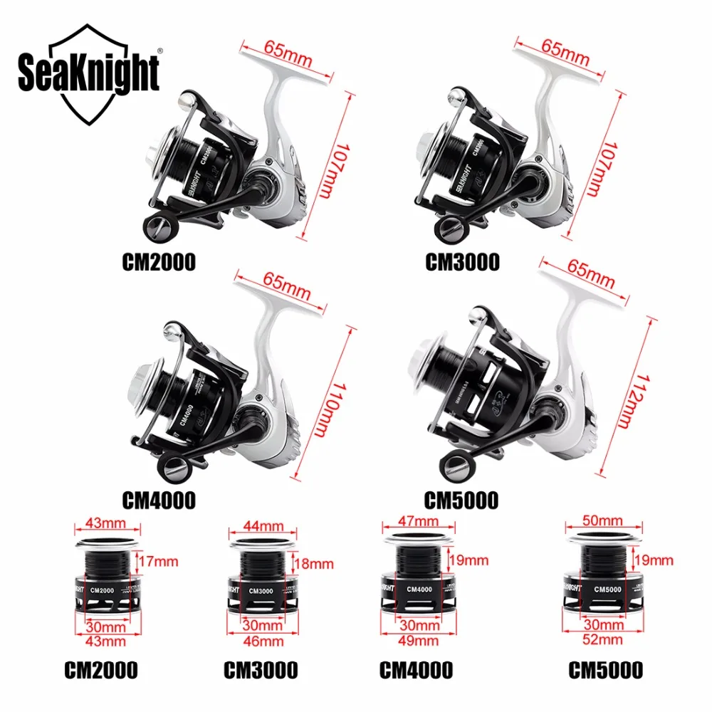 SeaKnight الغزل بكرة CM II 2000 3000 4000 5000 ماكس السحب 13 كيلوجرام 9 + 1BB 5.5: 1 الكربون السحب الغزل الصيد بكرة ل الكارب الصيد