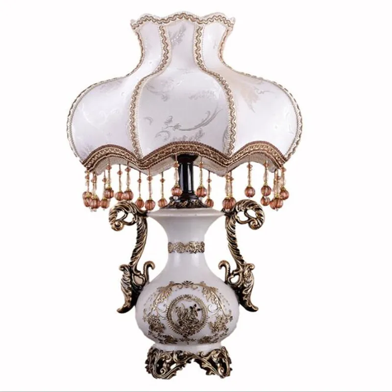 European Elegant Ceramic Fabric Tassel E27 Table Lamp for ...