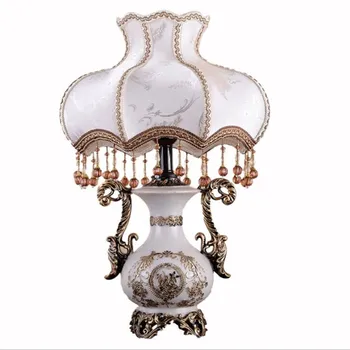 

European Elegant Ceramic Fabric Tassel E27 Table Lamp for Foyer Bedroom Study Wedding Vintage Rural Porcelain Light 55cm 2371