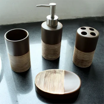 

Fashion Ceramics Bathroom Set Liquid Soap Dispenser Porcelain Soap Toothbrush Holder Home Decoration Bathing Accessories LFB278