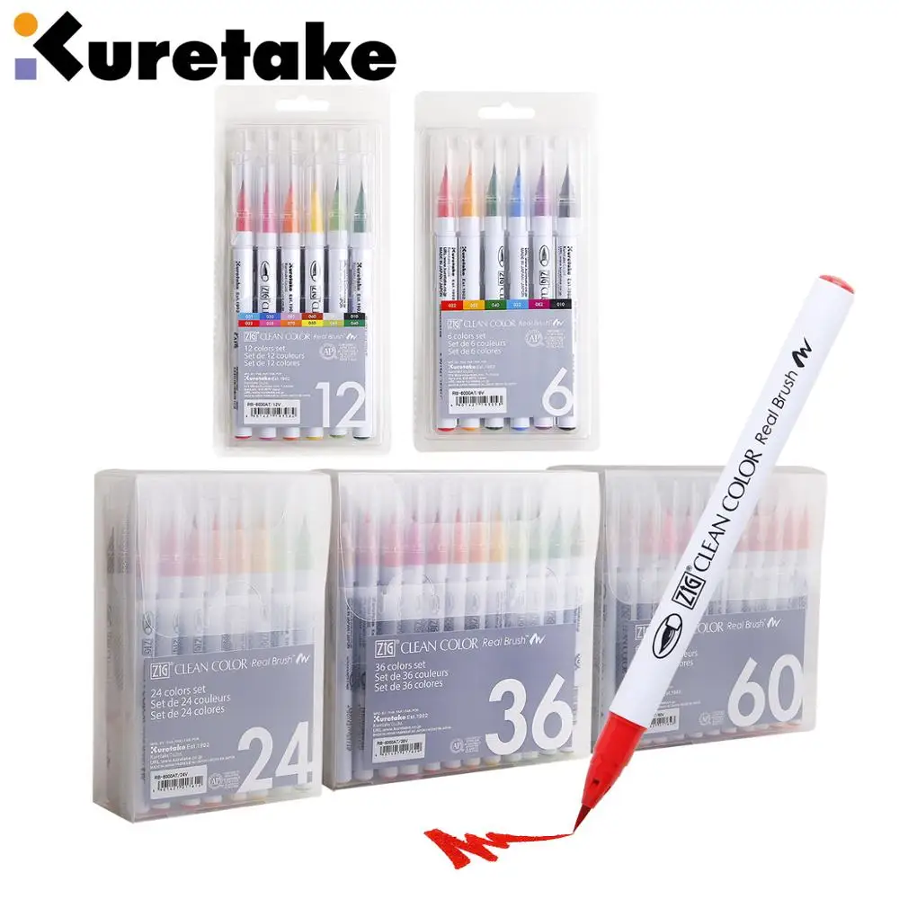 Kuretake ZIG Clean Color Real Brush Watercolor Brush Pens Soft Tip