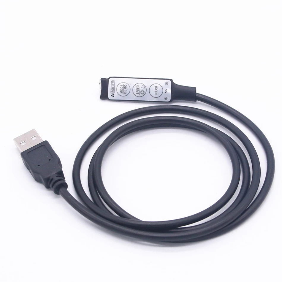 

USB RGB Controller DC 5V Led Dimmer with 3 Keys 4 Pin Female Connector for 5V RGB Led USB Strip 19 Dynamic Modes