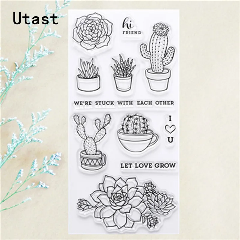 

Plant Cactus Flower Clear Silicone Stamps /Transparent Rubber Stamp for DIY Scrapbooking /Photo Album Decorative Craft Making