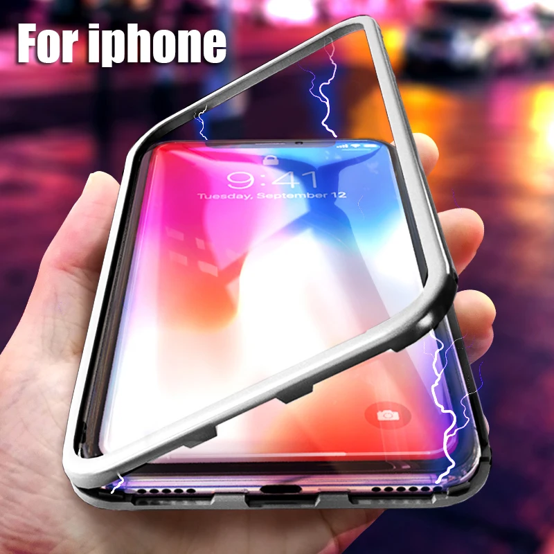 Magnetic Adsorption metal case for iPhone XS Max XR bumper