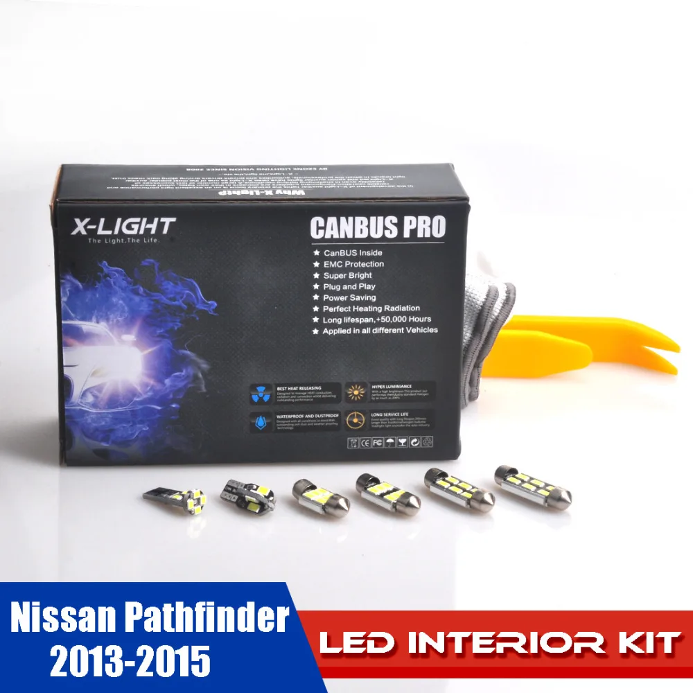 15 шт. Белый Премиум LED Полный Интерьер Чтение пакет для 2013-2015 Nissan Pathfinder +
