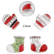 10 шт./партия, Рождественская шапка, чулки, перчатки, круглые 12 мм застежка-кнопка с Цинковым Сплавом, боты для браслетов, подходят для женщин, ювелирные украшения
