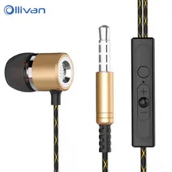 Ollivan 3.5 мм проводной метал Наушники Спорт в ухо наушники с HD MIC Super Bass Шум Снижение гарнитура вкладыши для музыки