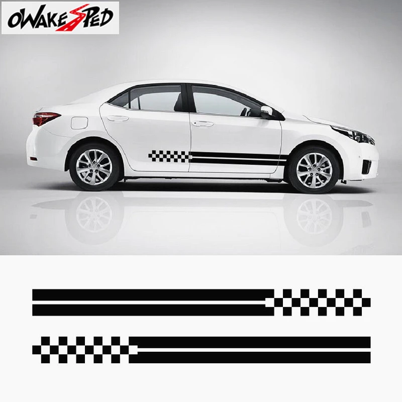 Long Stripes Lattice Graphics Decal Car Body Side Customized Vinyl