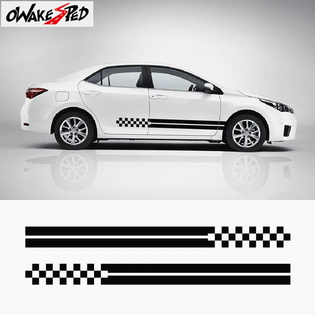 Long Stripes Lattice Graphics Decal Car Body Side Customized Vinyl