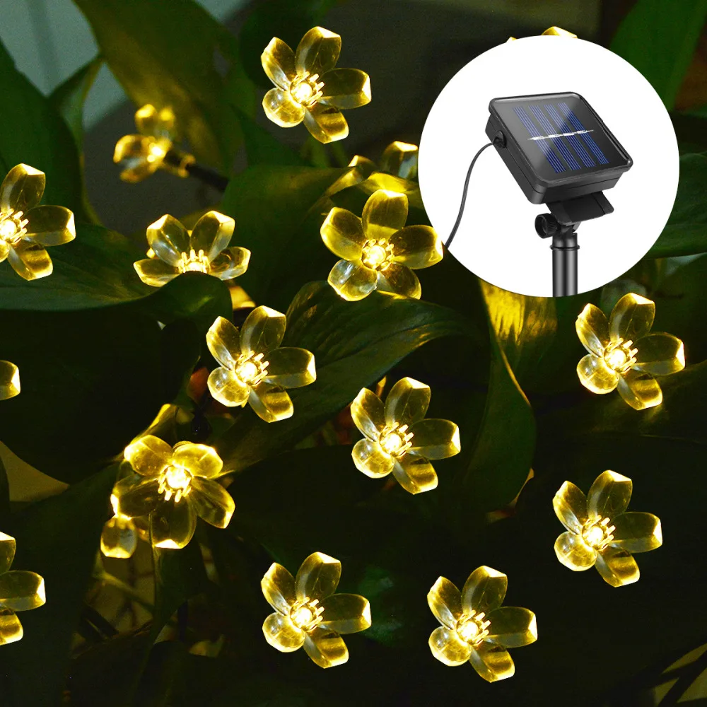 Peach Flower Fairy LED lighting String 7M 50 LEDs light Solar Power