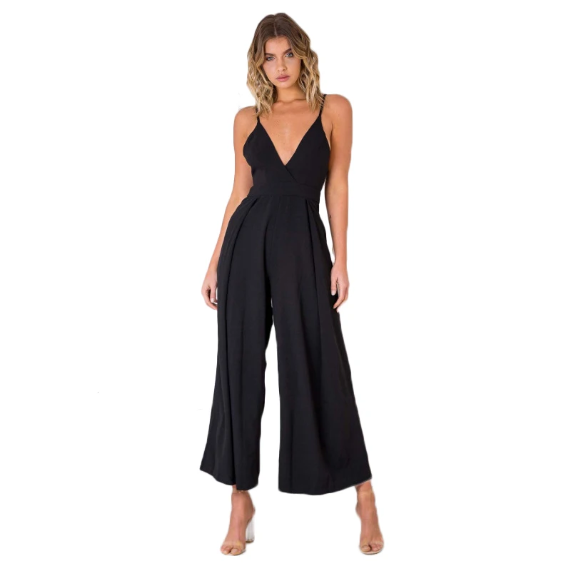 

Summer Sexy Deep V Neck Bow Loose Combinaison Femme Leg Jumpsuits Overalls Kombinezony For Women 2019 Rompers Womens Jumpsuit