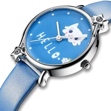 KDM Lovely Girl Watch Cute Cat Child Watches Waterproof Kids Watch Genuine Leather Kid Children Wristwatch Student Girls Clock brand children luminous watch kid quartz watches girl boy student casual clock colorful butterfly sports waterproof wristwatch