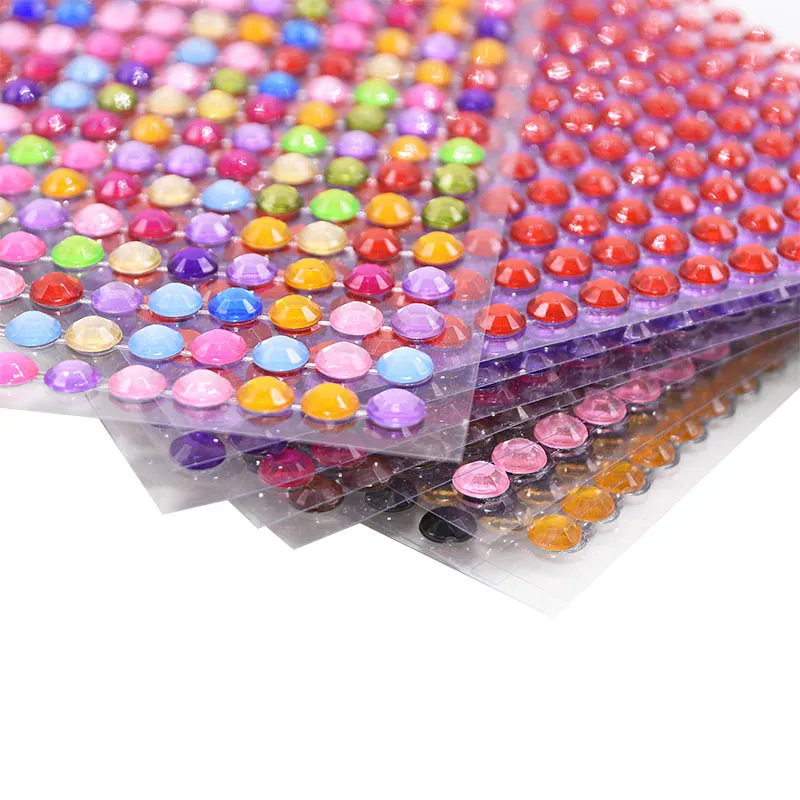 1 Sheet 3/4/5/6mm Rhinestone Stickers Self Adhesive Crystal Beads for Mobile Phone Car Decal Decoration Scrapbooking DIY Crafts