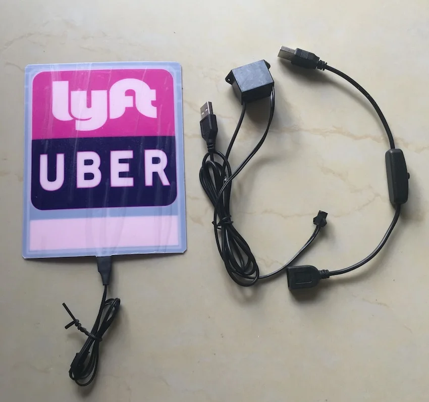 

UBER LYFT el flashing glow car sticker on can window with DC5V inverter with switch free shipping