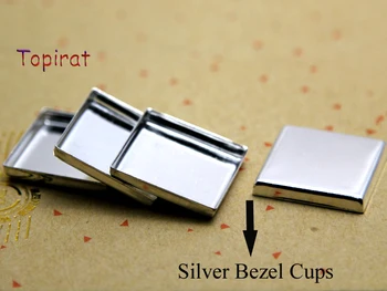 

50pcs/lot Settings Blank Base Fit Square Cabochons Cameo Bezel Trays DIY Jewelry Making Accessories 18mm 20mm 25mm