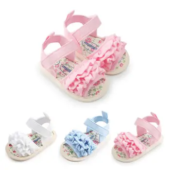 

0-18M Newborn Baby Girl Slippers Shoes Floral Print Soft Sole Sandals Non-slip Flower Prewalker Cute Girl Slippers