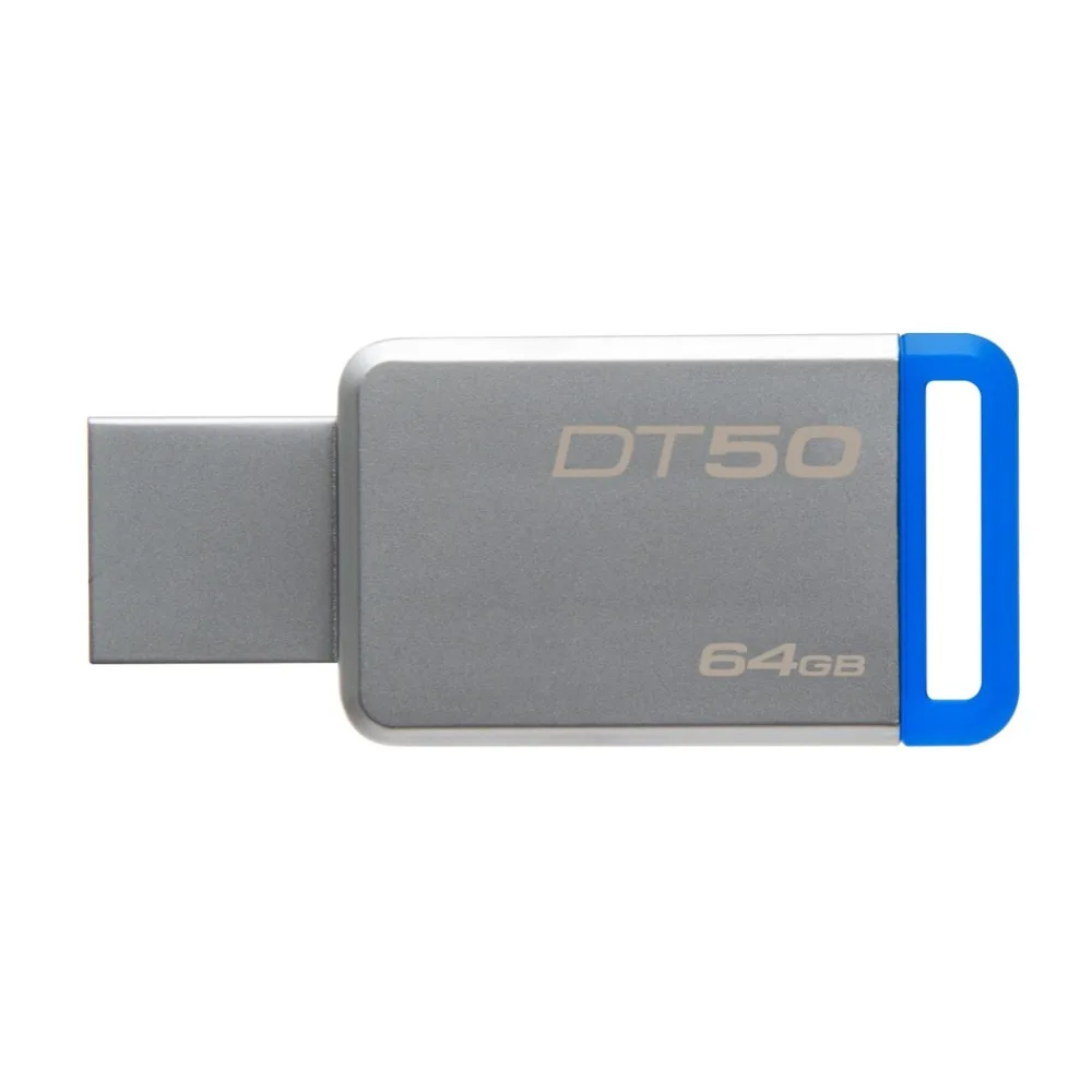 Kingston Technology DataTraveler 50 DT50 64 GB Memoria USB de 64 GB USB tipo-A USB 3,0 Llave pecado tapa Azul Plata