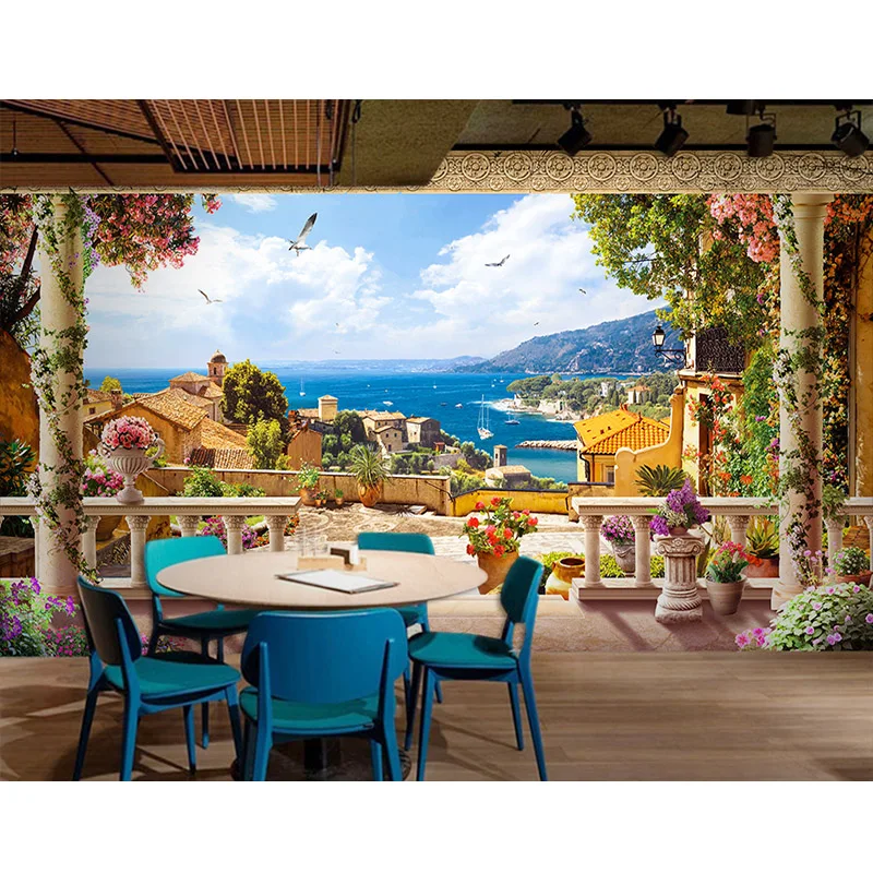 

oneroom Big Size DIY Handmade Diamond Painting Full Round, Vintage Scenery,Seaside Town, Diamond Mosaic, Diamond Embroidery