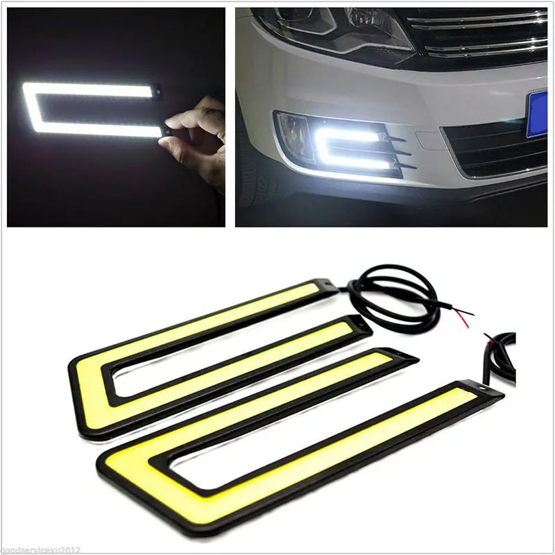 2Pcs Lot Universal Flexible Led Drl Driving Day Running Lights 12v 12w 6000k White U DRL