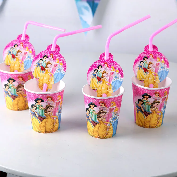 10 шт. D * isney принцессы День рождения baby shower одноразовые пить соломы Детский