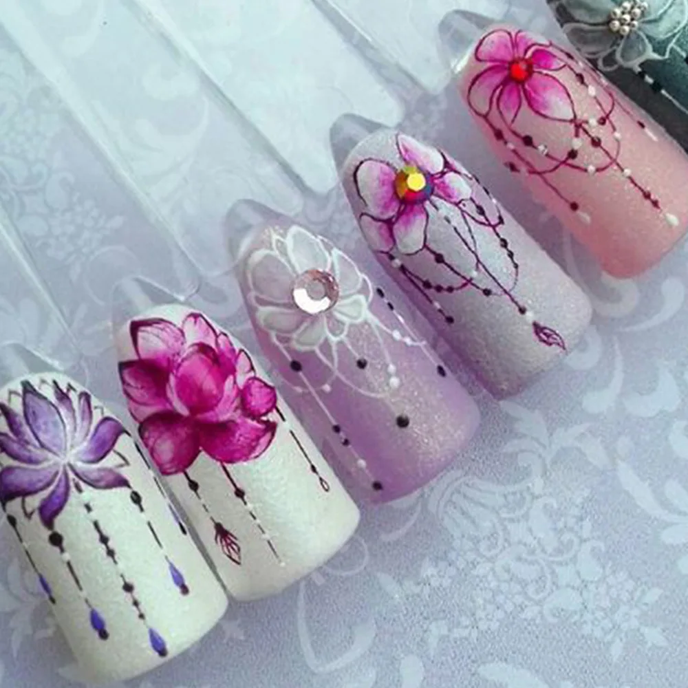 5 листов 3D Nail Art DIY переводная наклейка цветок Декоративные наклейки для маникюра Типсы пластина DIY аксессуары для ногтей Бесплатная