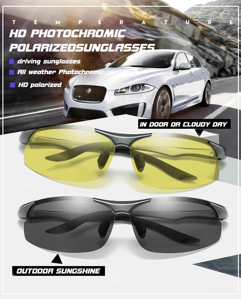 Высокое качество День ночного видения вождения солнцезащитные очки для мужчин и женщин магния алюминиевая оправа поляризованные фотохромные линзы очки унисекс