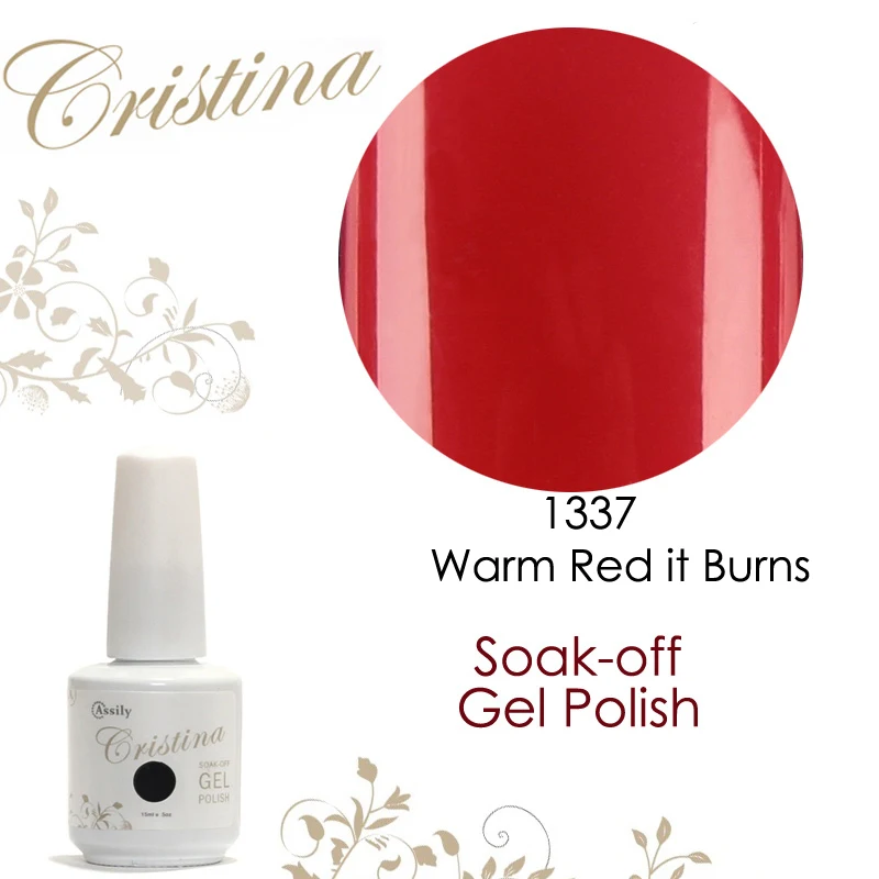 Cristina Gel polish 15ml 0.5oz Nail Gel 1337 Warm Red it Burns Free