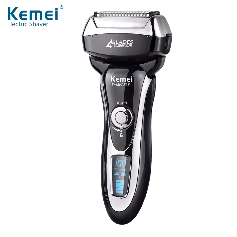 

4 Blade Maglev Cutting System Shaver 14000r/min Hign Speed Motor Shaver Razor with LED Display 100-240V Kemei5568