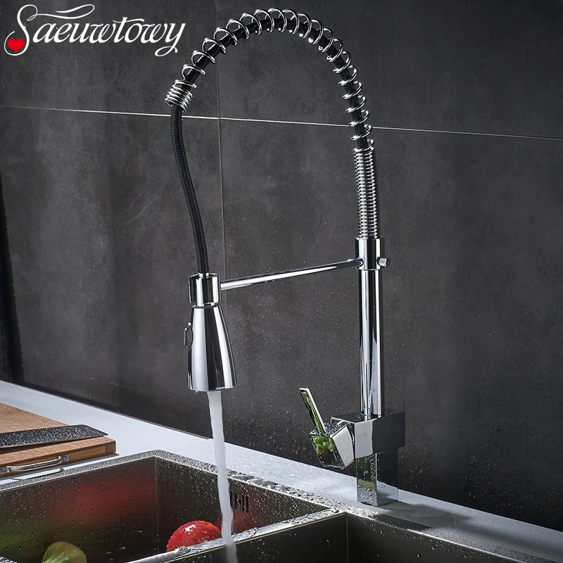

Chrome Side Out Swivel Kitchen Faucet Hot&Cold Water 2 Waterways Type