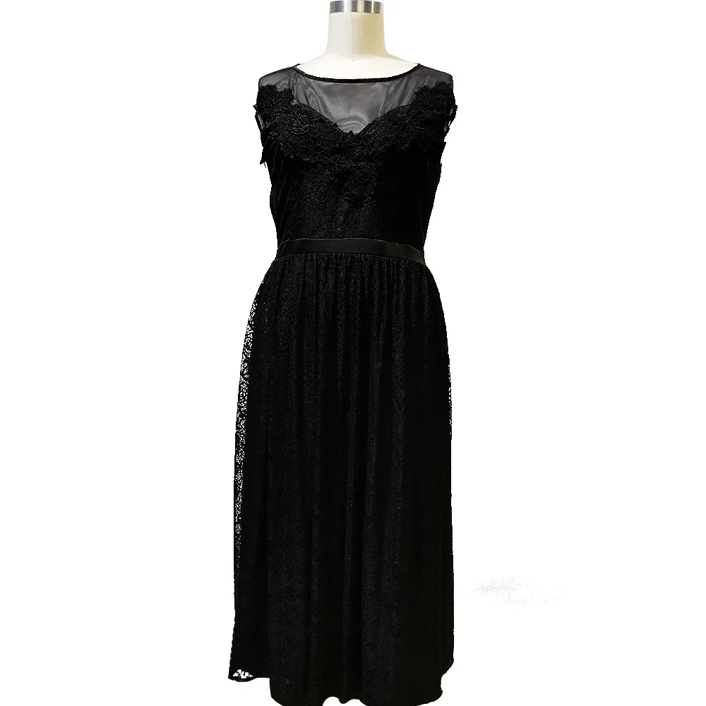Autumn Women Plus Size Off Shoulder Lace Long Maxi Dress Sexy Evening Party Night Club Sleeveless A-Line Dresses Black Dresses