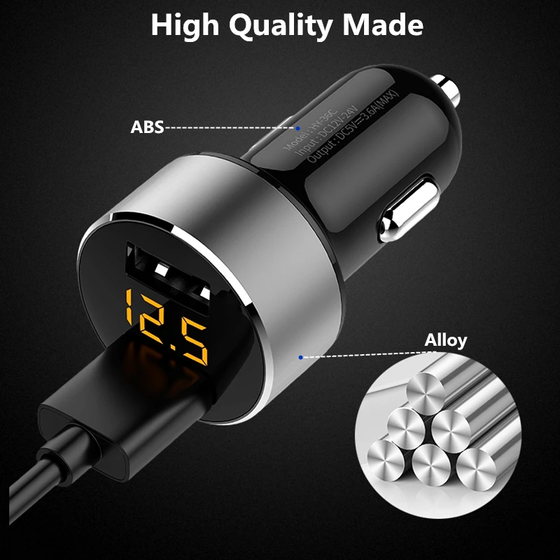 ل فون X 8 XS ماكس 7 Xiaomi سامسونج هواوي 5 V 3.6A المزدوج USB شاحن سيارة شحن سريع مع الجهد مراقبة شاشة ديجيتال