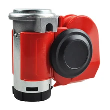 Buzina compacta dois tons duplo air, alto buzina 12v 110-125db compressor vermelho para motocicletas