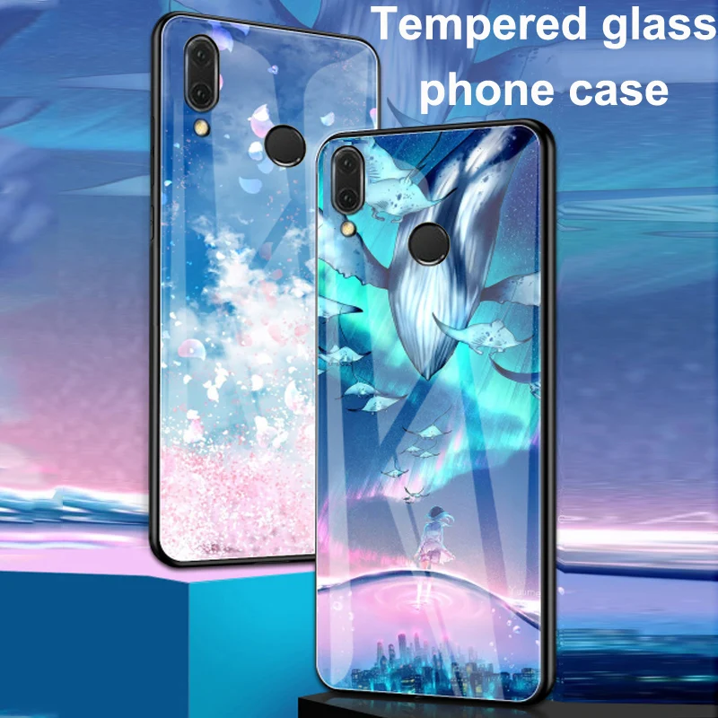 Жесткий чехол из закаленного стекла для Huawei Honor 8X модный зеркальный силиконовый с