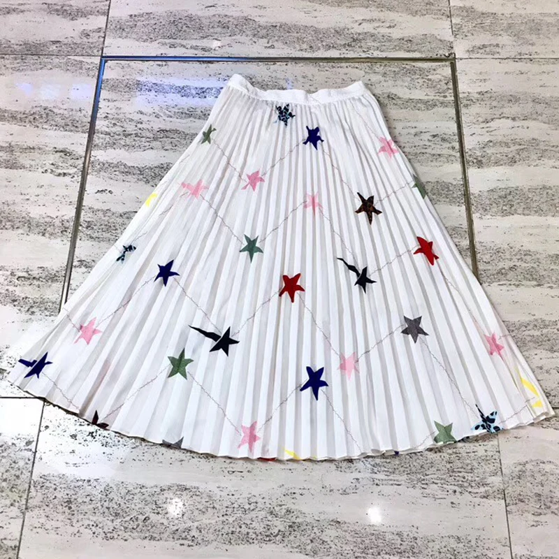 Высокое качество юбка с цветочным рисунком для Для женщин Мода Юбки формы А для леди вечерние 2019 Новый Повседневное Стиль Для женщин юбки
