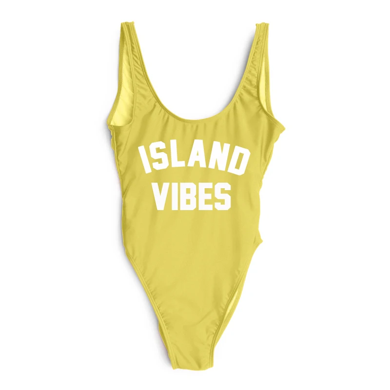 Мама Детские купальники Для женщин Одна деталь купальник Island Vibes Письмо печати Монокини сексуальное боди Пляжная Детская одежда Детский ванный комплект