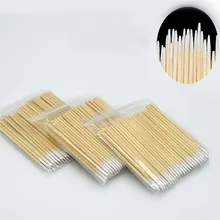 100 шт./пакет 7 см длинной деревянной ручкой ватные палочки тампоны татуировки макияж проводка тампона ватных палочек ресницы снятия инструменты