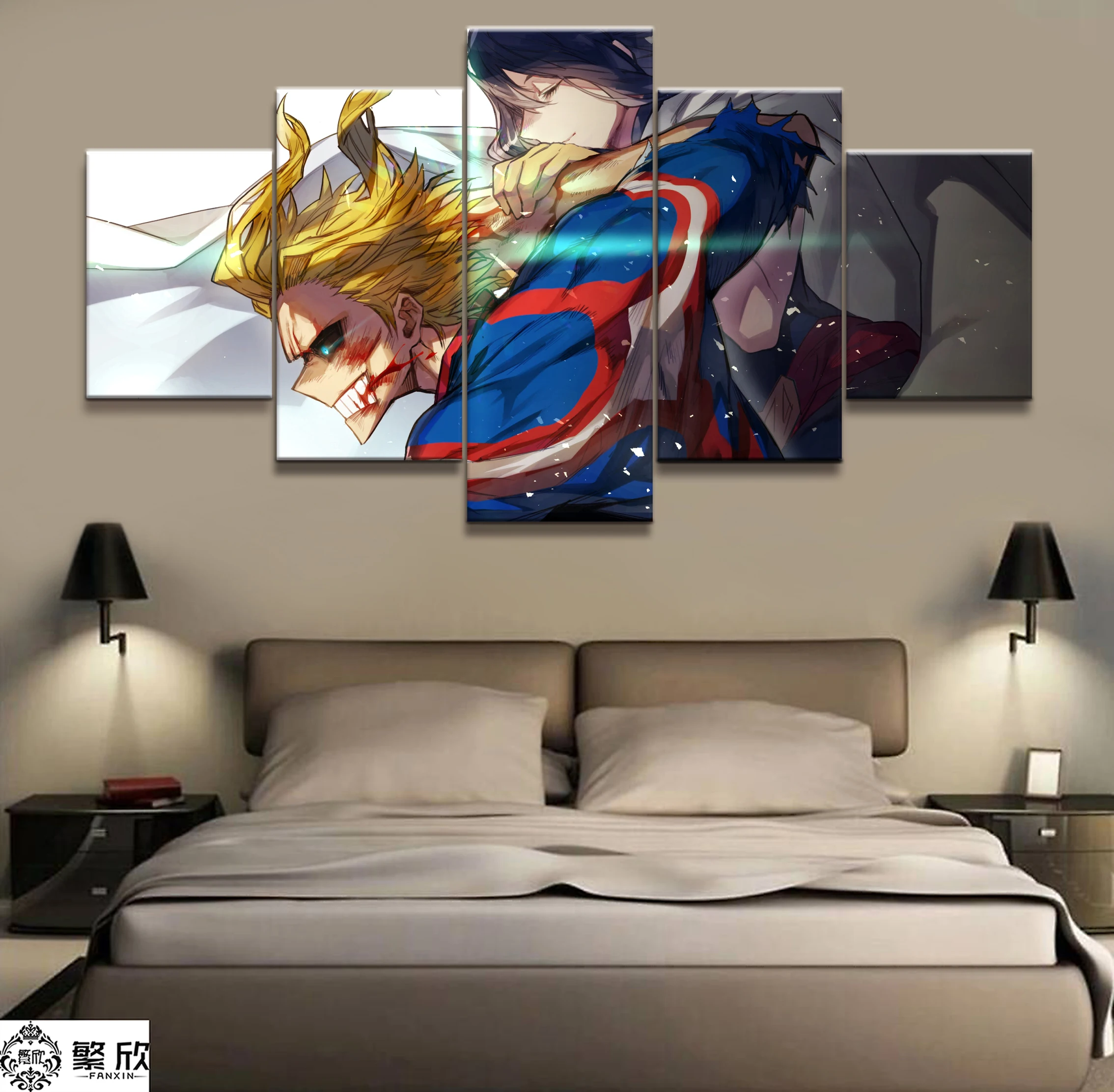 Wall Art Poster Painting Modular Pictures For Living Room Decorative Pictures Canvas Printed 5 Panel My Hero Academia Animation