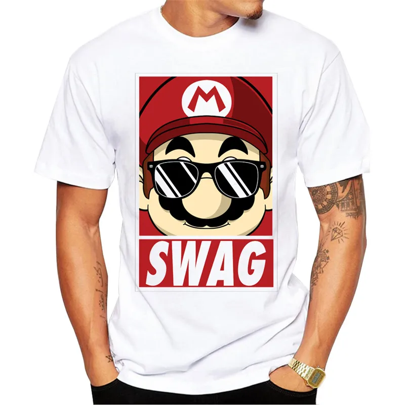 Summer T shirt Men Mario Swag Short Sleeve Casual Tops Cool Tee Fashion