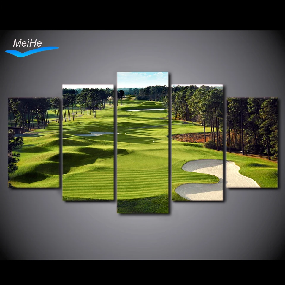 1488Canvas Paintings Printed 5 Pieces Golf Course Wall Art Canvas Pictures For Living Room pcs print posters mh-1361A | Дом и сад