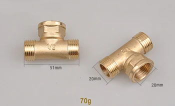 

2pcs 1/2" Male Female Male Tube Connectors Copper Thickening Pipe Gas Pipe Fittings Copper Tee