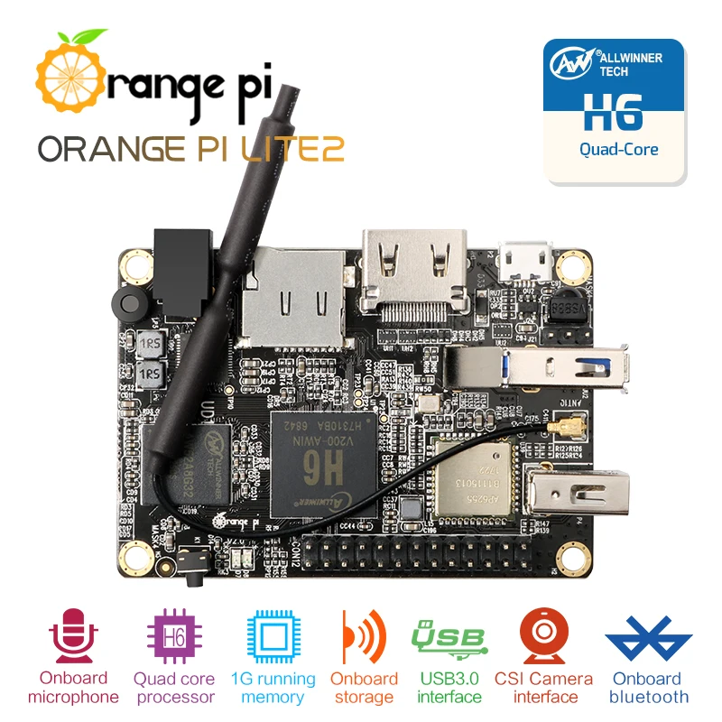 

Orange Pi Lite2 H6 1GB USB3.0 Bluetooth4.1 Quad-core 64bit development board Support android7.0 mini PC