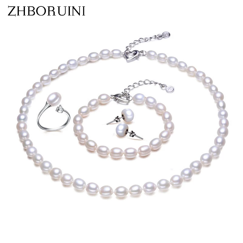 ZHBORUINI Pearl Jewelry Sets Natural Freshwater Pearls Necklace Earrings Ring Bracelet 925 Sterling Silver Jewelry For Women ZHBORUINI Pearl Jewelry Sets Natural Freshwater Pearls Necklace Earrings Ring Bracelet 925 Sterling Silver Jewelry For Women